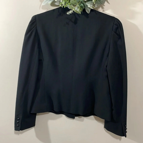 Vintage 70’s, 80’s Wool Skirt and Jacket Set Suit Black Velvet Appliqués - Picture 10 of 16